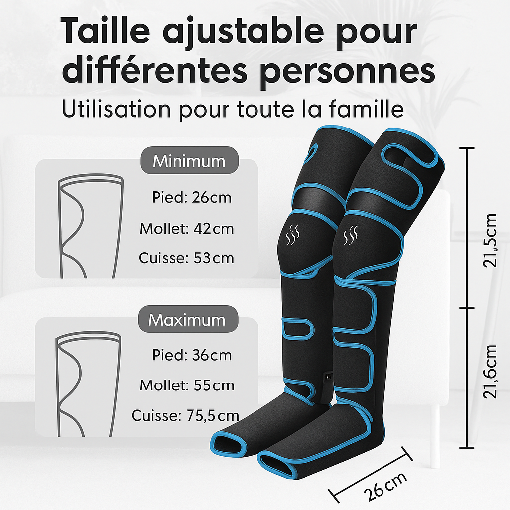 Masseur jambes à compression d’air & chauffe genoux